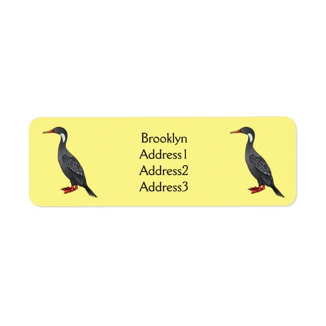 Étiquette Illustration d'oiseau cormoran à pattes rouges (Devant)