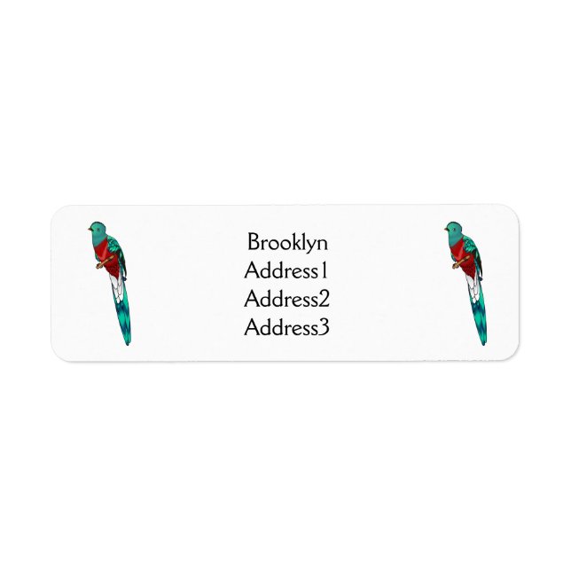 Étiquette Illustration d'oiseau de quetzal resplendissant (Devant)