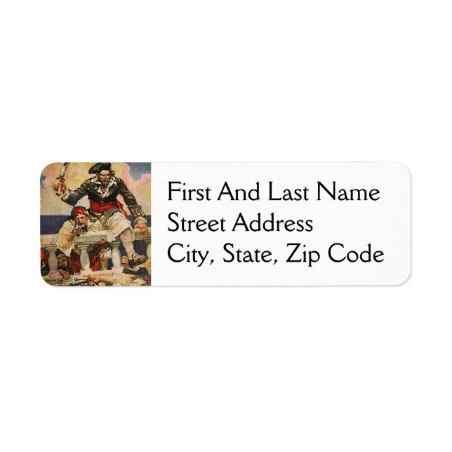 Étiquette Illustration du pirate et de l'accouplement de bar (Devant)