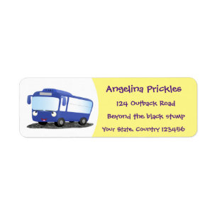 Étiquette Illustration d'un bus moderne bleu mignon
