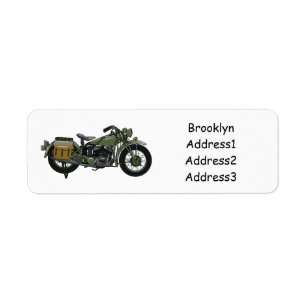 Étiquette Illustration d'une moto de croiseur militaire