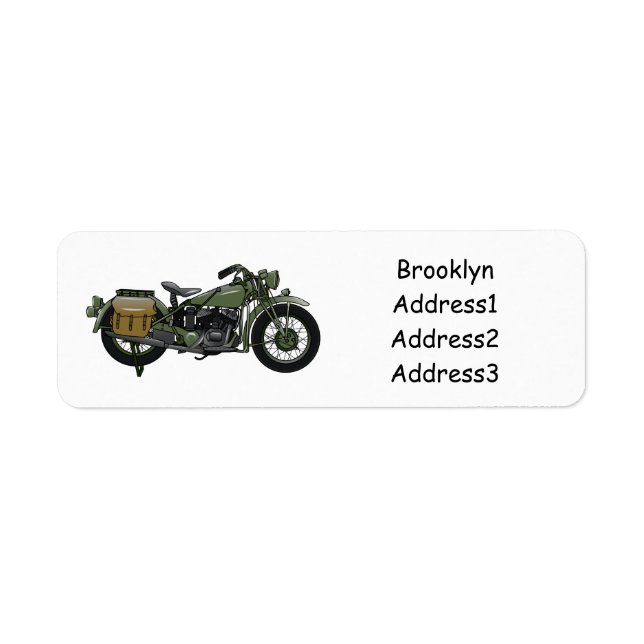 Étiquette Illustration d'une moto de croiseur militaire (Devant)