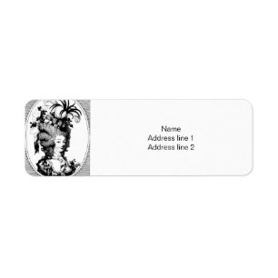 Étiquette Illustration en noir et blanc de Marie Antoinette