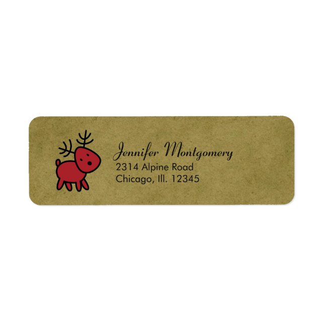 Étiquette Illustration Red Christmas Reindeer (Devant)