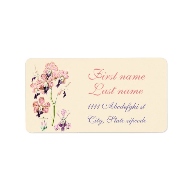 Étiquette Illustration scientifique des orchidées à taches r (Devant)