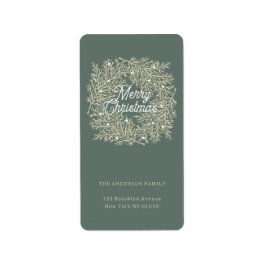 Étiquette ilustración hojas abeto corona de Navidad verde