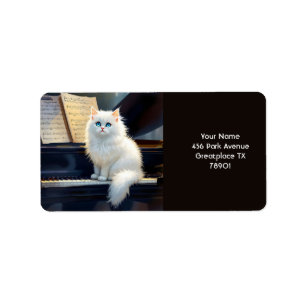 Étiquette Imaginaire Belle Ragdoll Chat Sur Piano