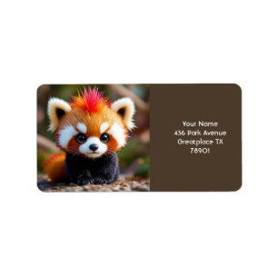 Étiquette Imaginaire Cute Panda Cheveux Rouge