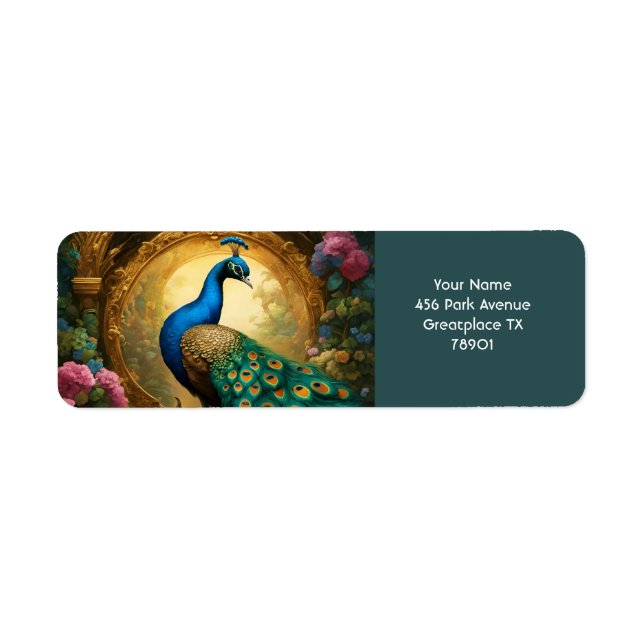 Étiquette Imaginaire Cute Vivid Romantic Peacock Portrait (Devant)