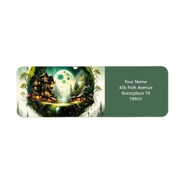 Étiquette Imaginaire Cute Vivid Tree House Moon (Devant)