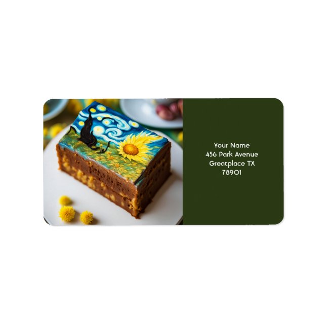 Étiquette Imaginaire Cute Vivid Van Gogh Cake (Devant)