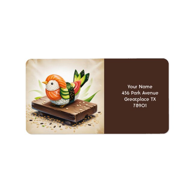 Étiquette Imaginaire mignon petit Sushi Bird (Devant)