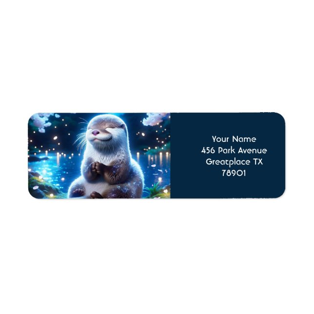 Étiquette Imaginaire Mignonne Bonne Nuit Otter (Devant)