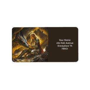 Étiquette Imaginaire mignonne Dragon Femme Guerrière