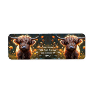 Étiquette Imaginaire Mignonne Highland Baby Cow