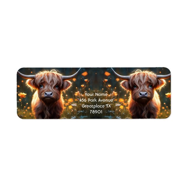 Étiquette Imaginaire Mignonne Highland Baby Cow (Devant)