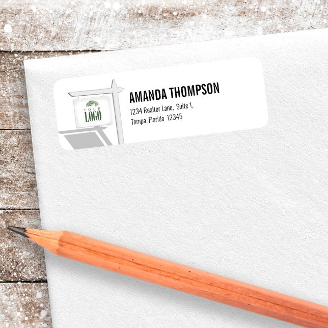 Étiquette Immobilier Professionnel Ajouter votre logo Person (Realtor simple "add your logo"
custom return address label.)