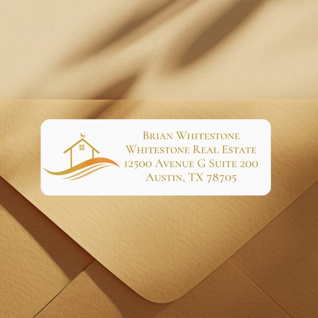 Étiquette Immobilier Société Gold House Logo Adresse de reto (Créateur téléchargé)