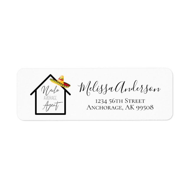 Étiquette Immobilier Sombrero Nacho Agent moyen (Devant)