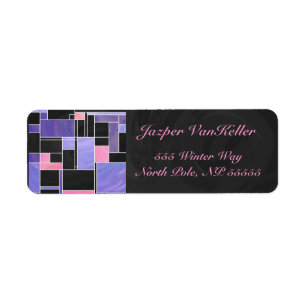 Étiquette Impression noire violet mondriaque