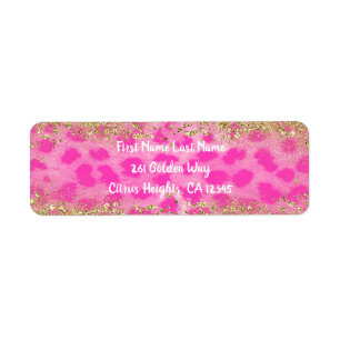 Étiquette Imprimé léopard guépard rose paillettes dorées ten