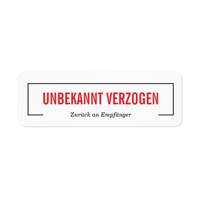 Étiquette Inconnu déménagé  (Devant)