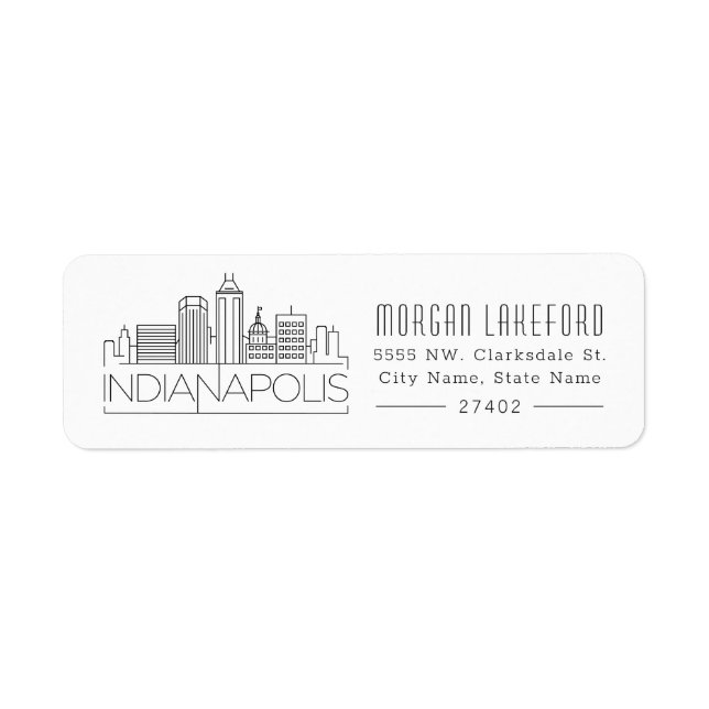 Étiquette Indianapolis, Indiana Styliszed Skyline | (Devant)