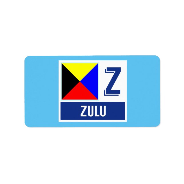 Étiquette Indicateur Nautique Alphabet Z "Zulu" (Devant)