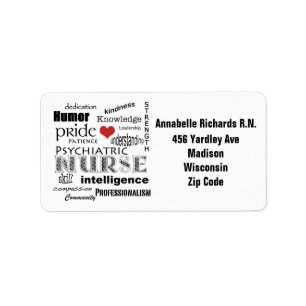 Étiquette Infirmière psychiatrique+Personnaliser le nom/l'ad