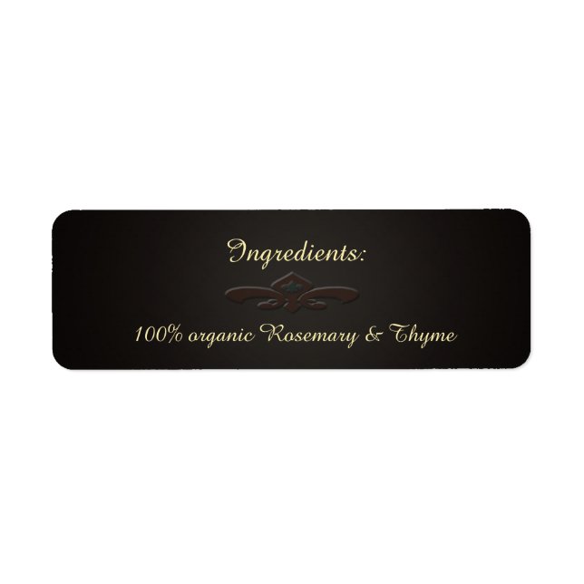 Étiquette Ingrédient de carte noire en couleur à base d'herb (Devant)