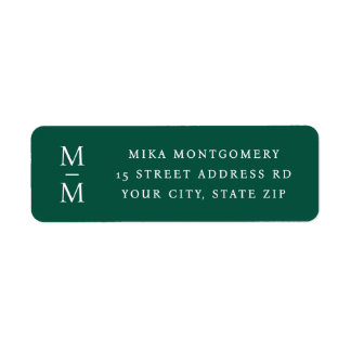 Étiquette Initiale de monogramme élégant en vert foncé pour