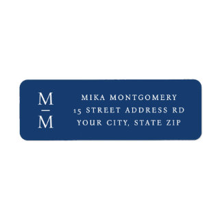 Étiquette Initiales de monogramme élégant adresse de retour