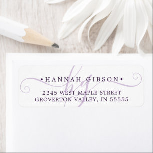 Étiquette Initiales de script Monogramme moderne Silver Purp
