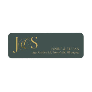 Étiquette Initiales Mariage Elegance Simple ID1022 vert