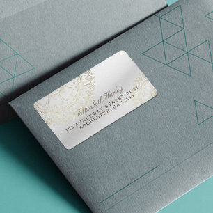 Étiquette Instructeur de méditation Yoga Gold Mandala Fleurs