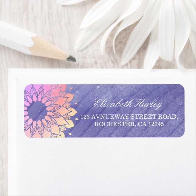Étiquette Instructeur de Yoga violet Rose Gold Mandala (En situation)