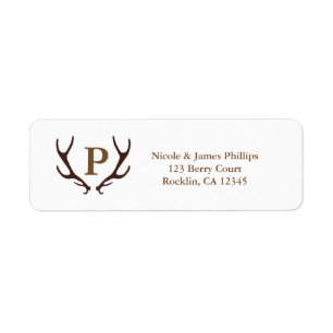 Étiquette Invitation Brown Rustique Deer Antlers