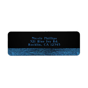 Étiquette Invitation de fête moderne bleue et noire avec seq