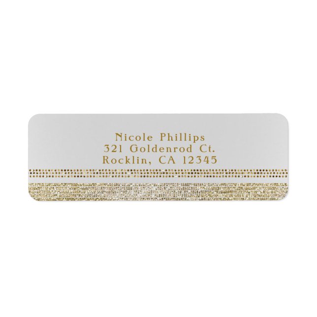 Étiquette Invitation de la partie Gold Glam White & Sparking (Devant)