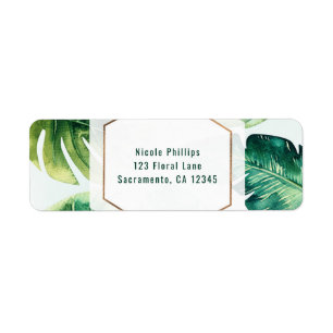 Étiquette Invitation élégante aux feuilles tropicales vertes