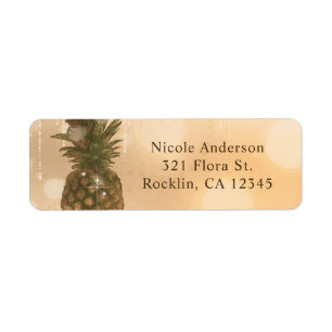 Étiquette Invitation Glamour Tropicale au thème d'ananas dor