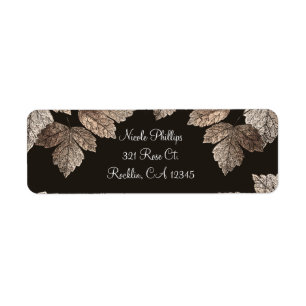 Étiquette Invitation rustique aux feuilles bronze et brun fo