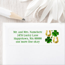 Étiquette Irish Clovers Golden Horseshoes Adresse de retour