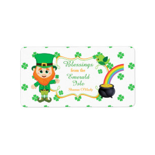 Étiquette Irish Leprechaun salue Clover St Patrick's Dal