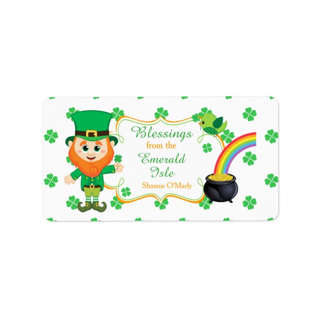 Étiquette Irish Leprechaun salue Clover St Patrick's Dal (Devant)