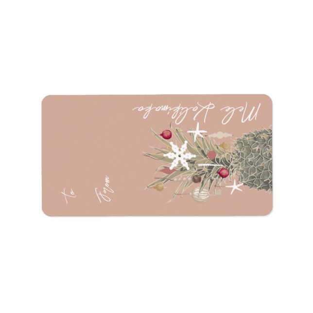 Étiquette Island Pine, cadeau de Noël de style hawaïen (Devant)