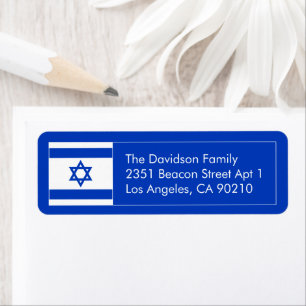 Étiquette Israël drapeau bleu blanc étoile de David adresse
