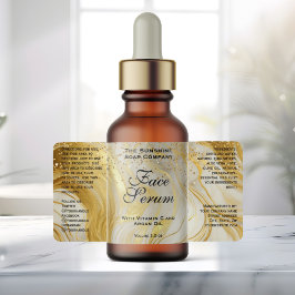 Étiquette Ivory Marble & Gold Glitter Dropper Bottle