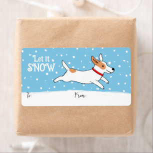 Étiquette Jack Russell Chien de Neige Noël Cadeau de Noël