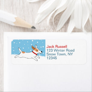 Étiquette Jack Russell Snow Dog Holiday Adresse de retour